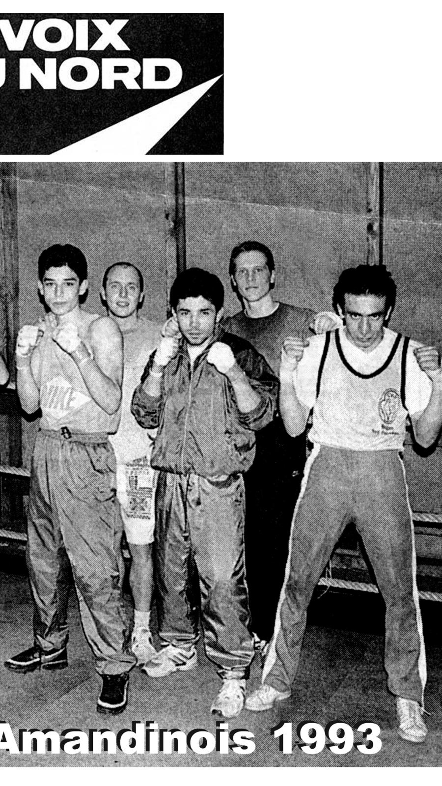 Photographie d’archive de l’Association des Boxeurs Amandinois : boxeurs et encadrants d’une génération passée
